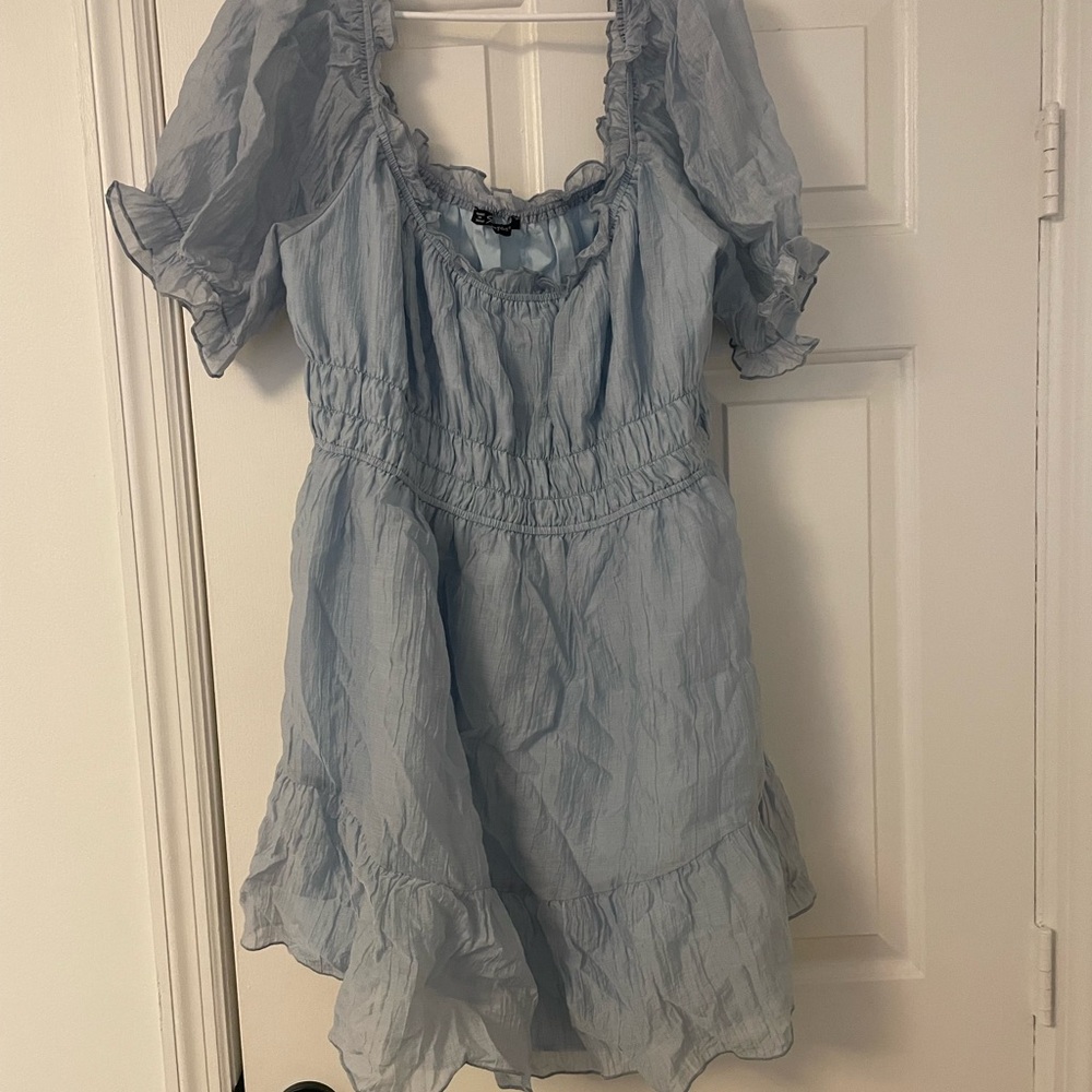 Blue Puff Sleeve Dress